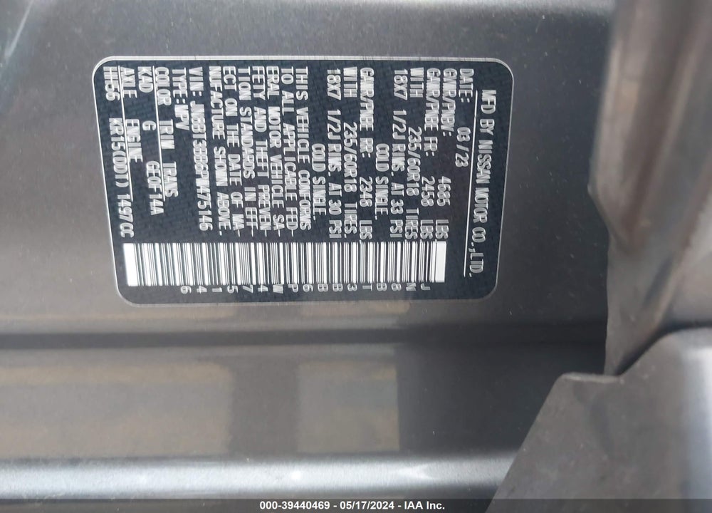 2023 NISSAN ROGUE SV INTELLIGENT AWD VIN: JN8BT3BB6PW475146