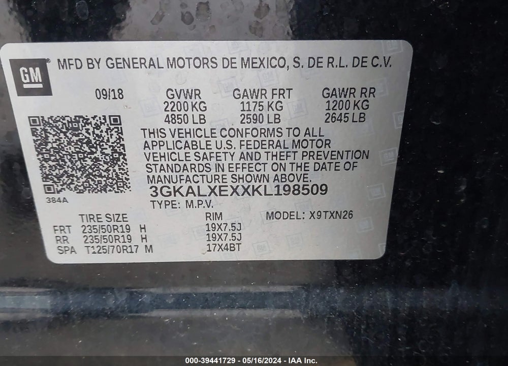 2019 GMC TERRAIN DENALI VIN: 3GKALXEXXKL198509