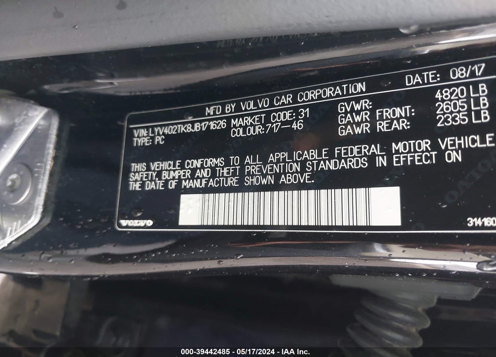 2018 VOLVO S60 INSCRIPTION T5 VIN: LYV402TK8JB171626