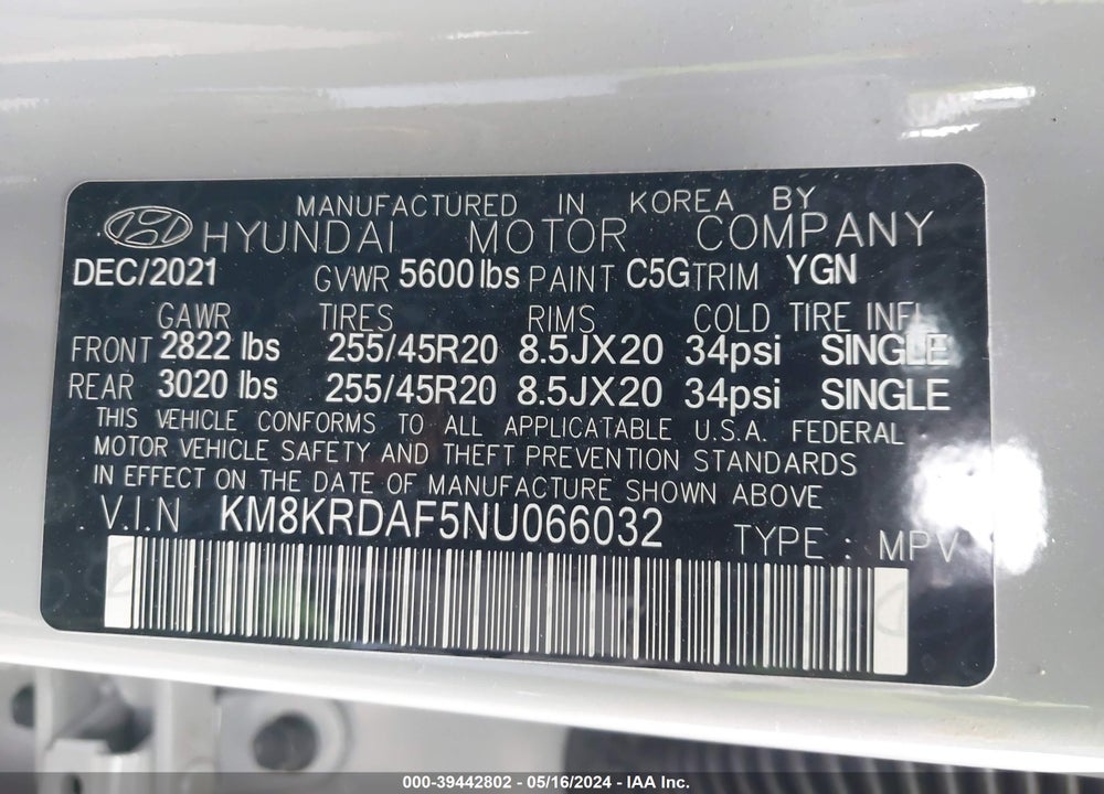 2022 HYUNDAI IONIQ 5 LIMITED VIN: KM8KRDAF5NU066032