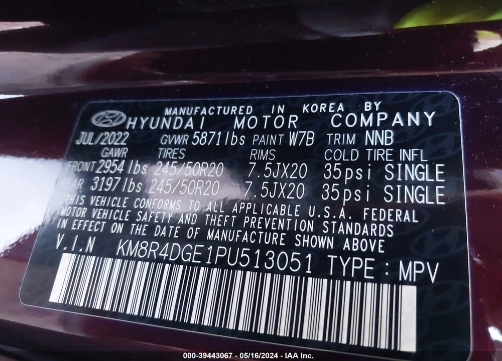 2023 HYUNDAI PALISADE SEL VIN: KM8R4DGE1PU513051