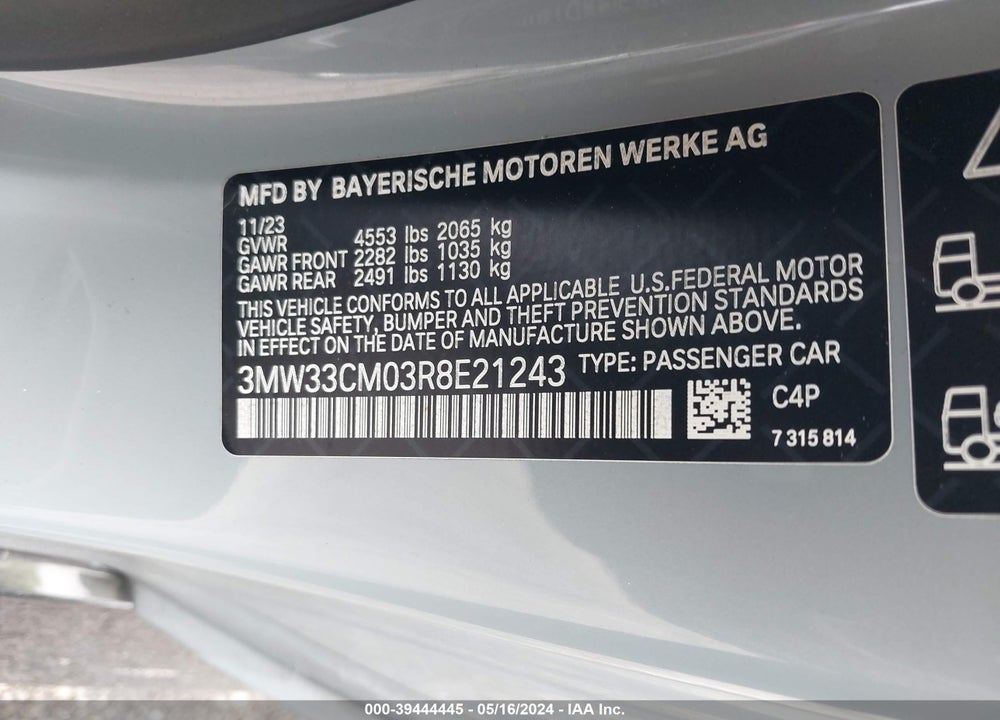 2024 BMW 230 I XDRIVE VIN: 3MW33CM03R8E21243