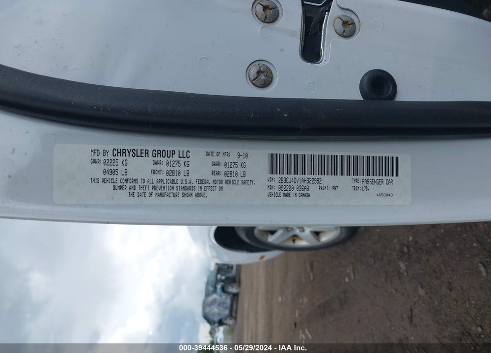 2010 DODGE CHALLENGER SE VIN: 2B3CJ4DV1AH322992