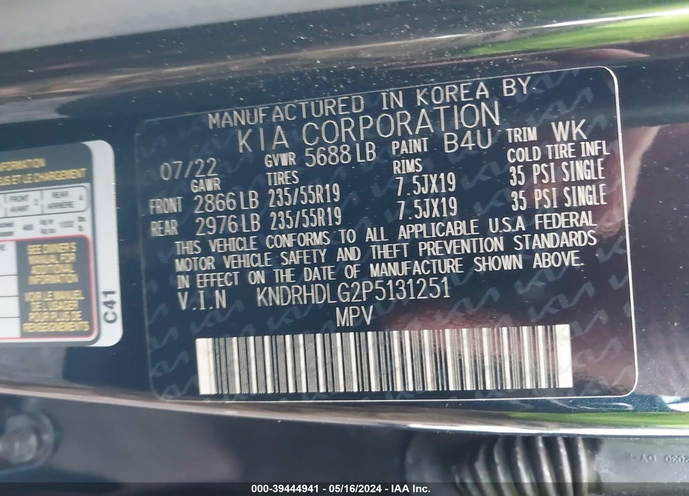 2023 KIA SORENTO HYBRID EX VIN: KNDRHDLG2P5131251