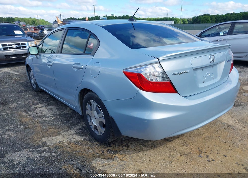 2012 HONDA CIVIC HYBRID VIN: JHMFB4F39CS002740