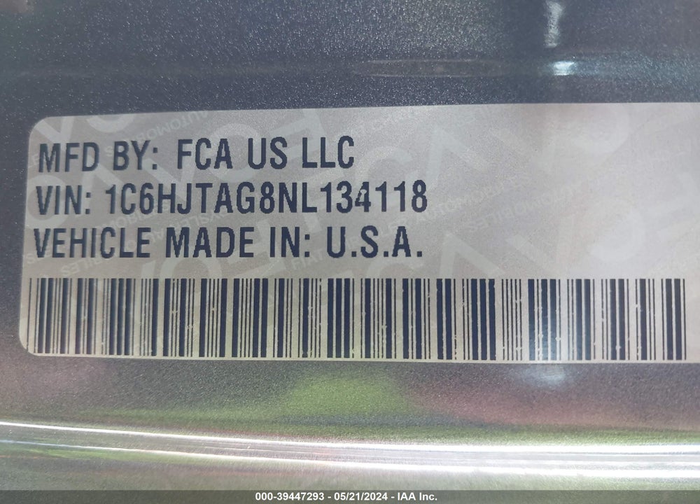 2022 JEEP GLADIATOR WILLYS 4X4 VIN: 1C6HJTAG8NL134118