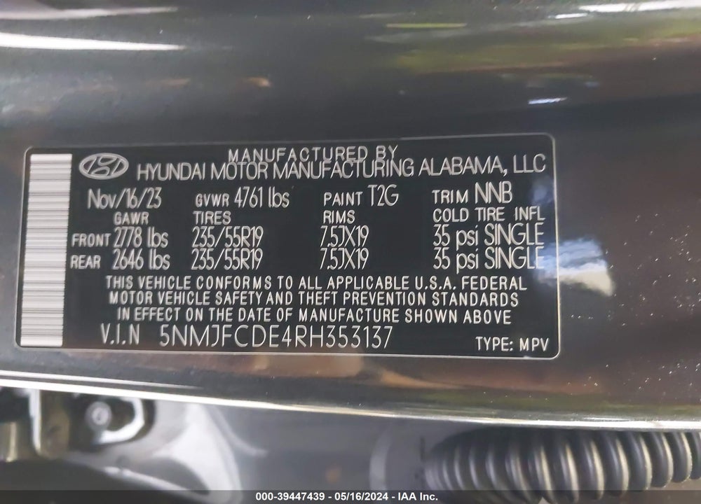 2024 HYUNDAI TUCSON SEL VIN: 5NMJFCDE4RH353137
