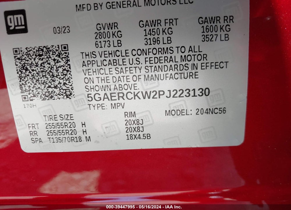 2023 BUICK ENCLAVE PREMIUM FWD VIN: 5GAERCKW2PJ223130