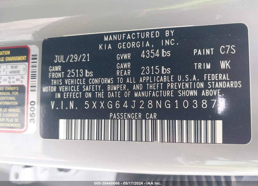 2022 KIA K5 GT LINE VIN: 5XXG64J28NG103872