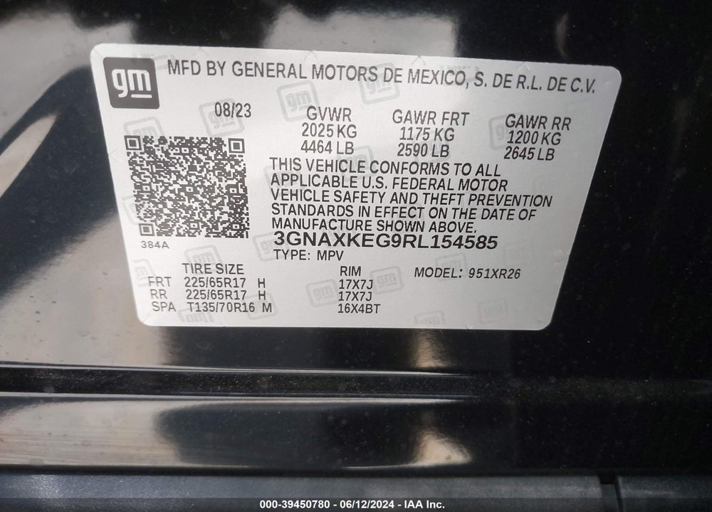 2024 CHEVROLET EQUINOX FWD LT VIN: 3GNAXKEG9RL154585