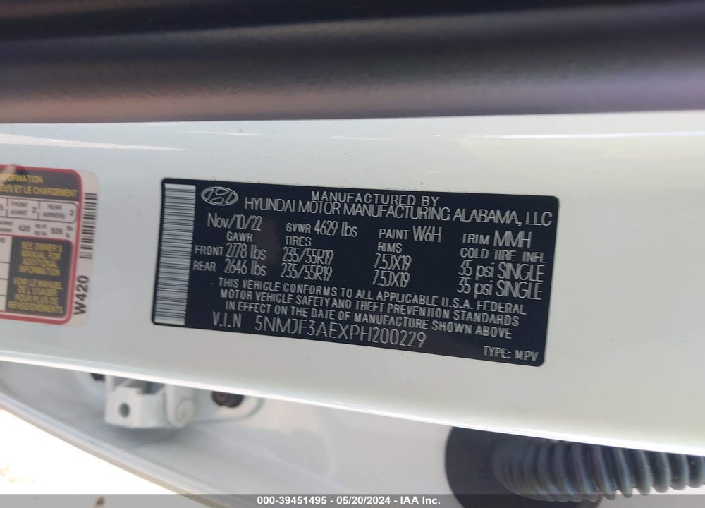 2023 HYUNDAI TUCSON SEL VIN: 5NMJF3AEXPH200229