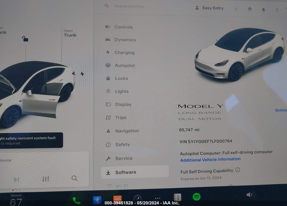 2020 TESLA MODEL Y LONG RANGE DUAL MOTOR ALL-WHEEL DRIVE/PERFORMANCE DUAL MOTOR ALL-WHEEL DRIVE VIN: 5YJYGDEF7LF000764