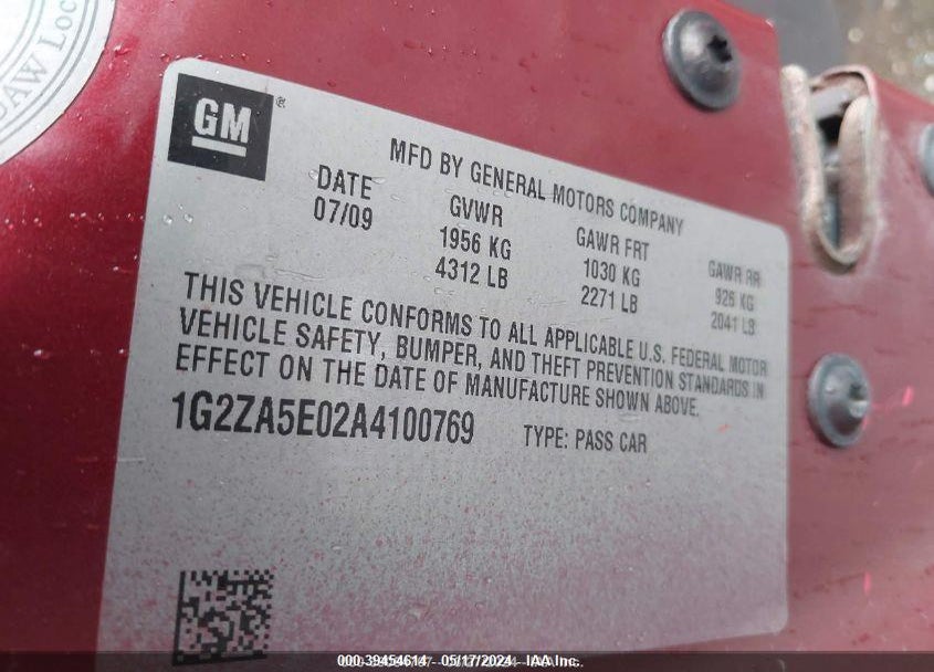 2010 PONTIAC G6 VIN: 1G2ZA5E02A4100769