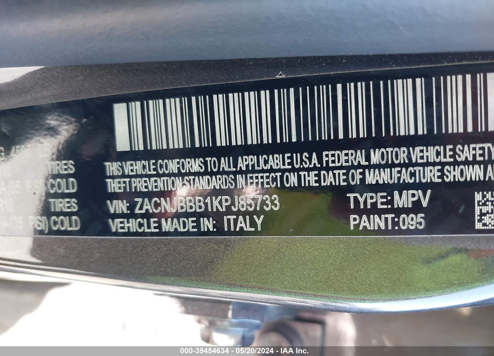 2019 JEEP RENEGADE ALTITUDE 4X4 VIN: ZACNJBBB1KPJ85733
