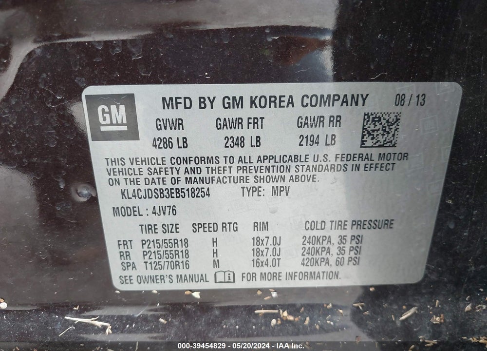 2014 BUICK ENCORE PREMIUM VIN: KL4CJDSB3EB518254