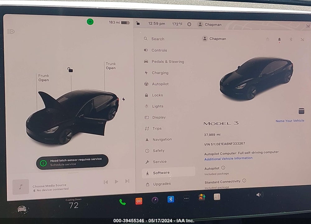 2022 TESLA MODEL 3 REAR-WHEEL DRIVE VIN: 5YJ3E1EA6NF333267