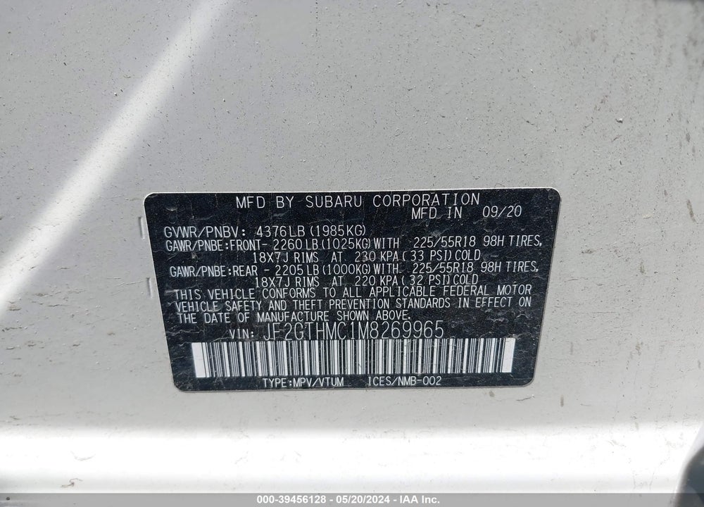 2021 SUBARU CROSSTREK LIMITED VIN: JF2GTHMC1M8269965