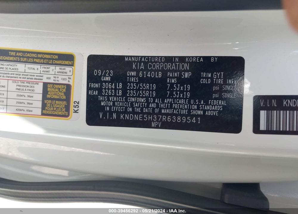 2024 KIA CARNIVAL MPV SX VIN: KNDNE5H37R6389541