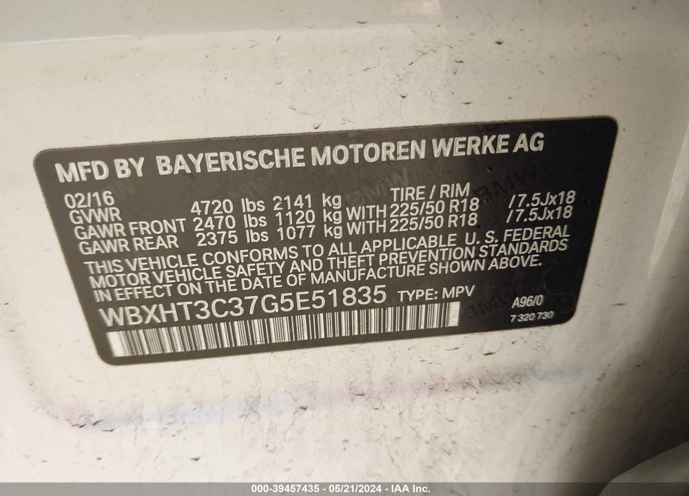 2016 BMW X1 XDRIVE28I VIN: WBXHT3C37G5E51835