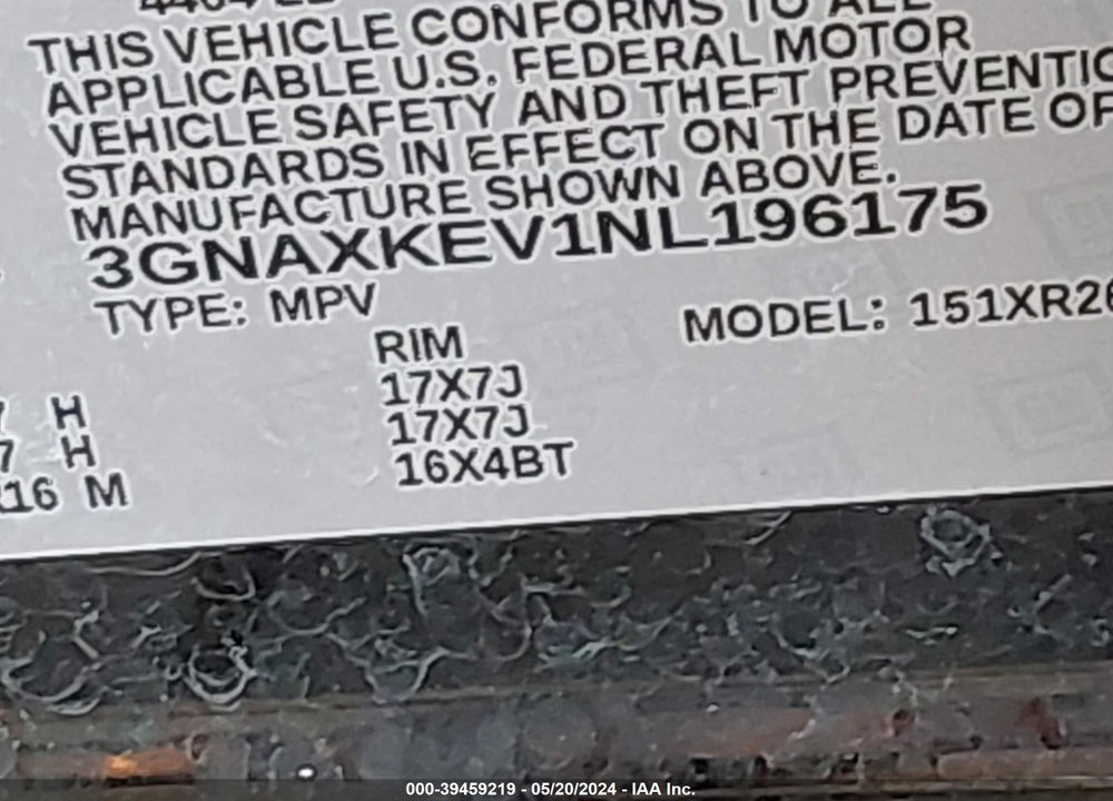 2022 CHEVROLET EQUINOX FWD LT VIN: 3GNAXKEV1NL196175