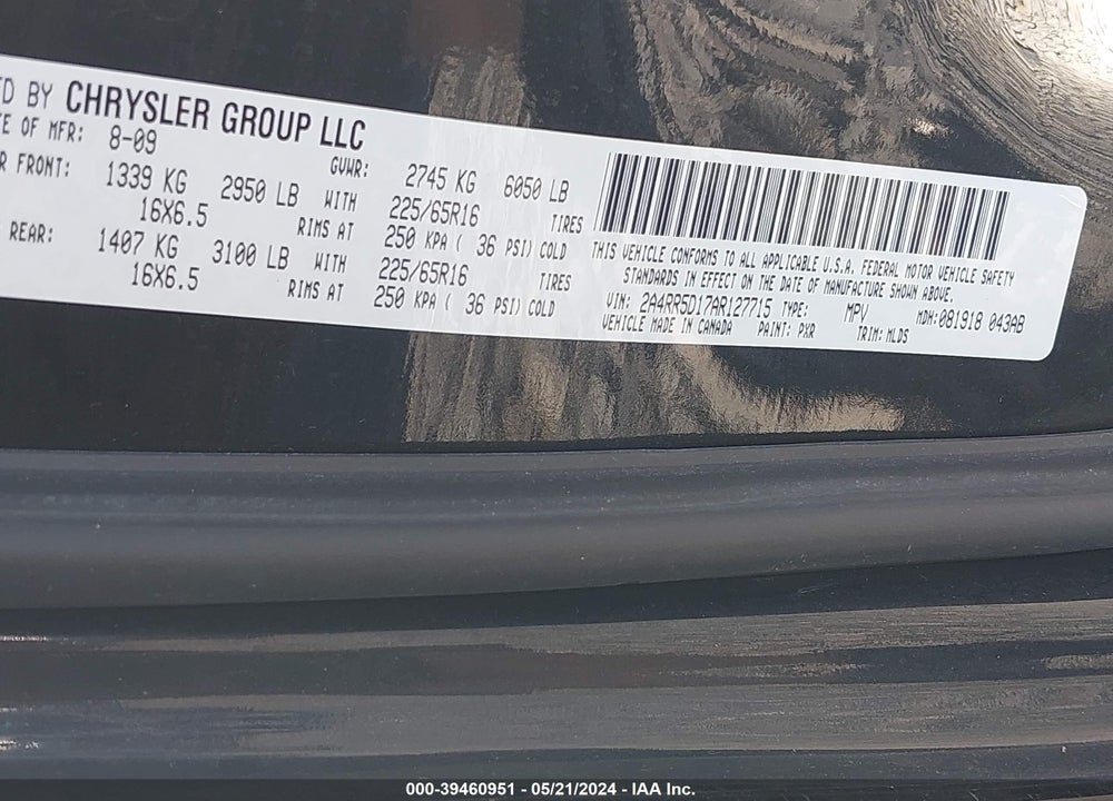 2010 CHRYSLER TOWN & COUNTRY TOURING VIN: 2A4RR5D17AR127715