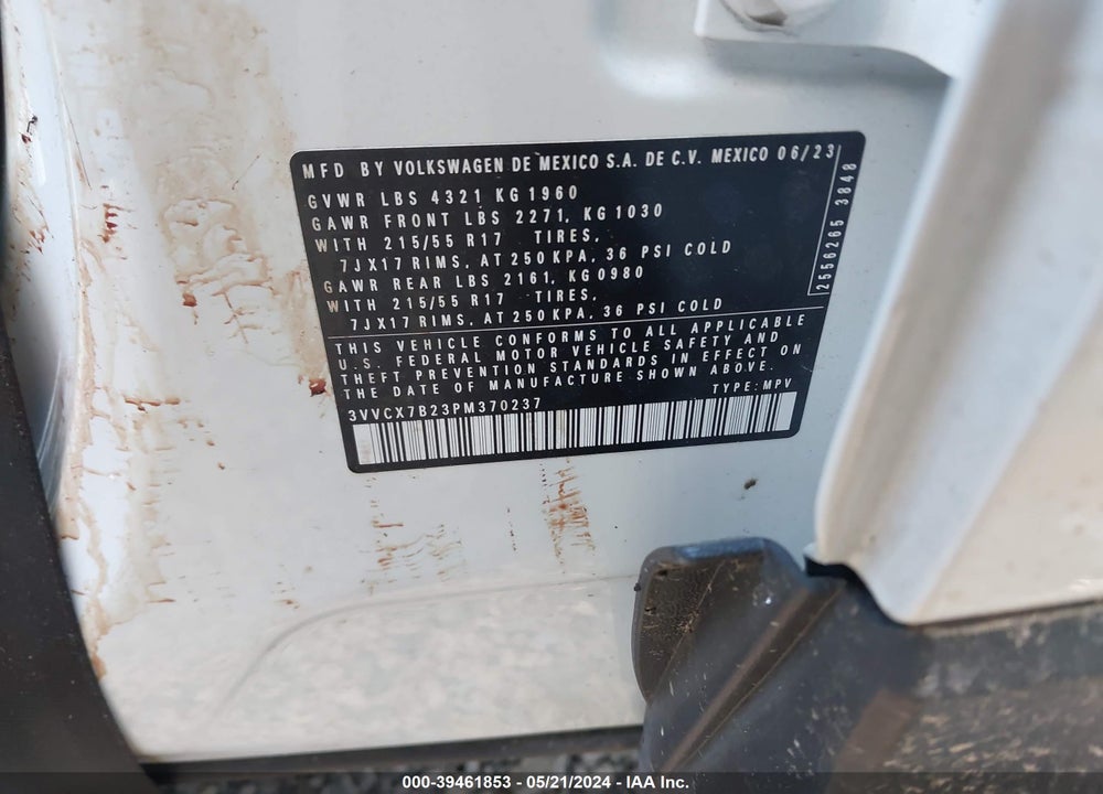 2023 VOLKSWAGEN TAOS 1.5T S VIN: 3VVCX7B23PM370237