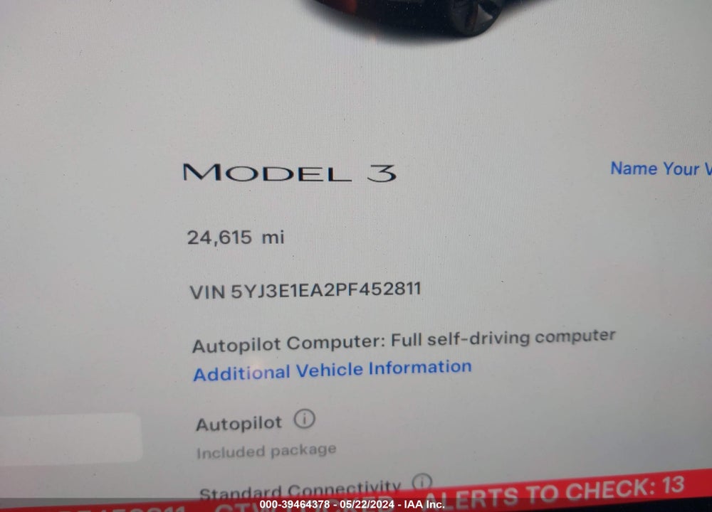 2023 TESLA MODEL 3 REAR-WHEEL DRIVE VIN: 5YJ3E1EA2PF452811