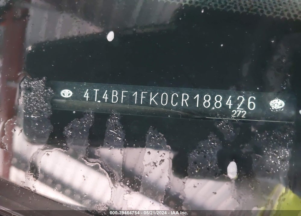 2012 TOYOTA CAMRY LE VIN: 4T4BF1FK0CR188426