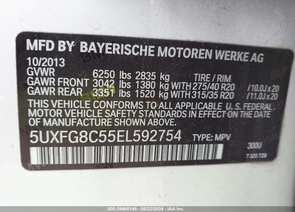 2014 BMW X6 XDRIVE50I VIN: 5UXFG8C55EL592754