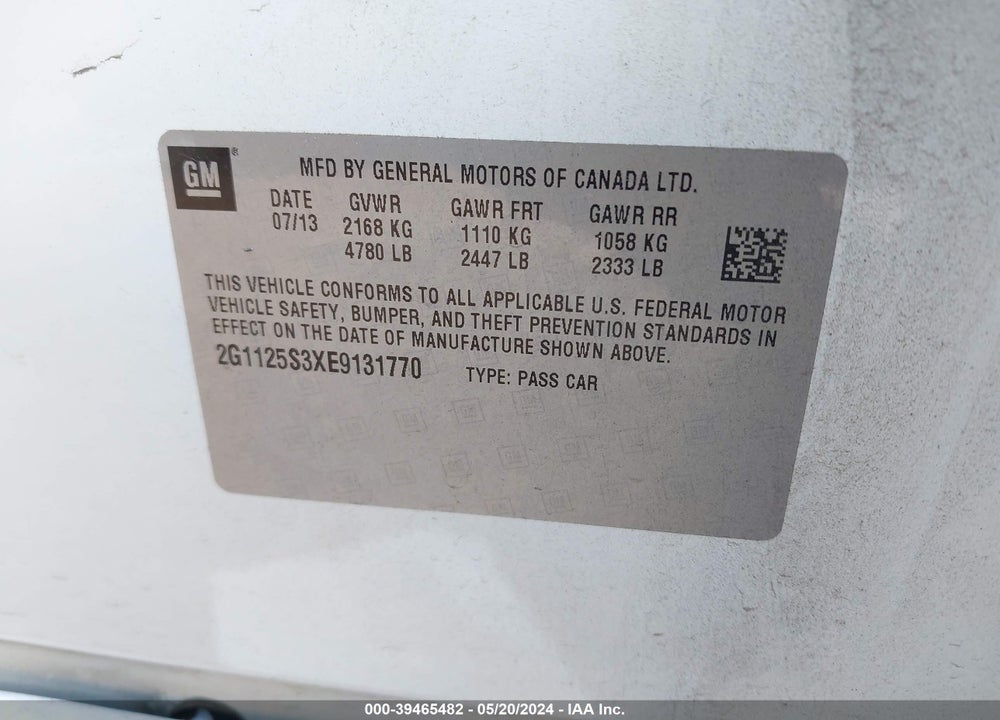 2014 CHEVROLET IMPALA VIN: 2G1125S3XE9131770