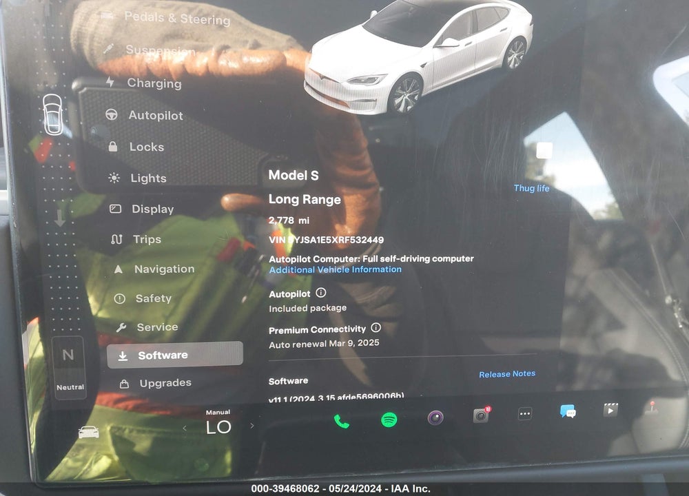 2024 TESLA MODEL S LONG RANGE VIN: 5YJSA1E5XRF532449