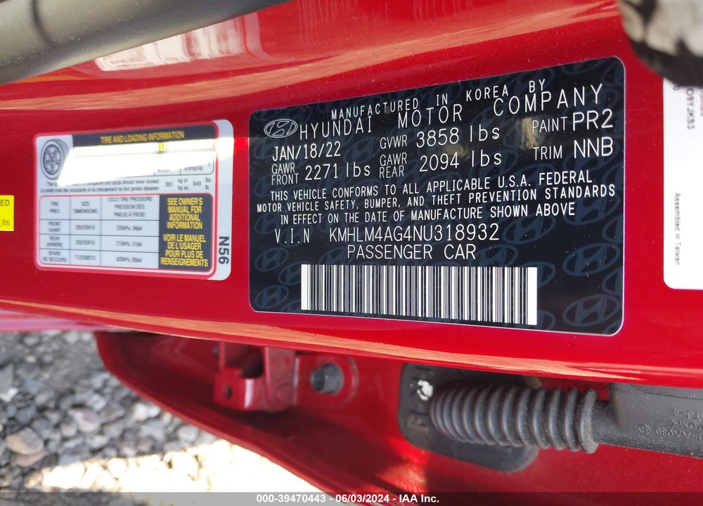 2022 HYUNDAI ELANTRA SEL VIN: KMHLM4AG4NU318932