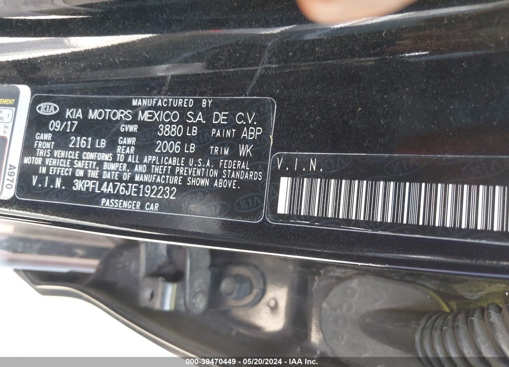 2018 KIA FORTE S VIN: 3KPFL4A76JE192232
