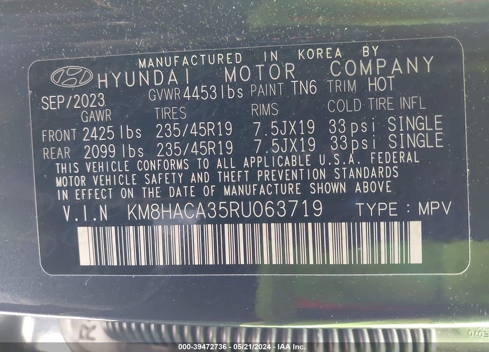 2024 HYUNDAI KONA N LINE VIN: KM8HACA35RU063719