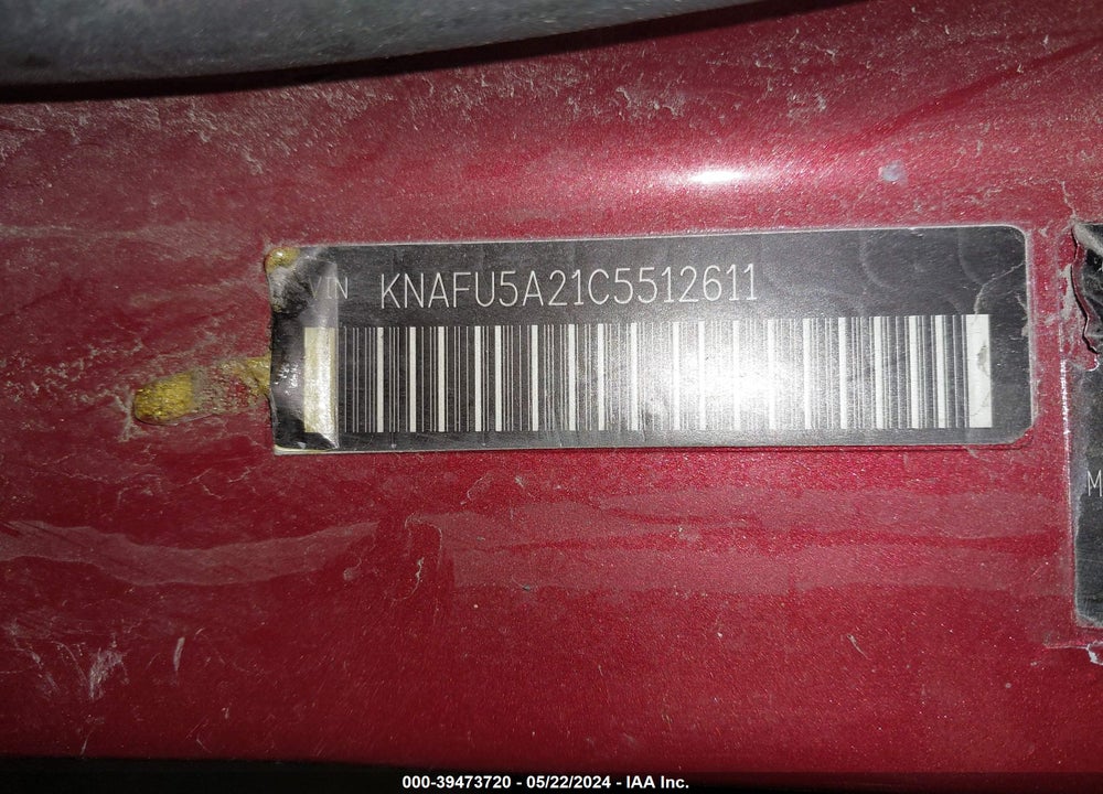 2012 KIA FORTE EX VIN: KNAFU5A21C5512611