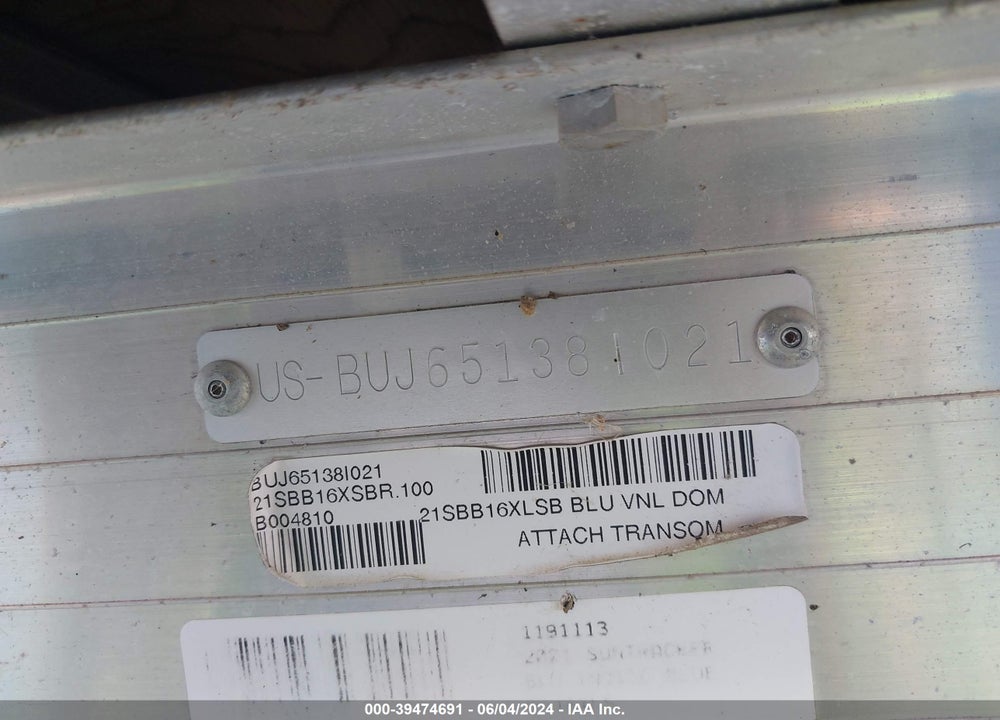 2021 SUNTRACKER OTHER VIN: BUJ65138I021