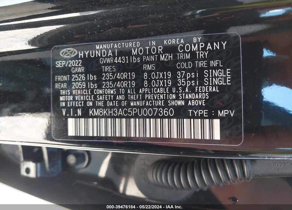 2023 HYUNDAI KONA N VIN: KM8KH3AC5PU007360