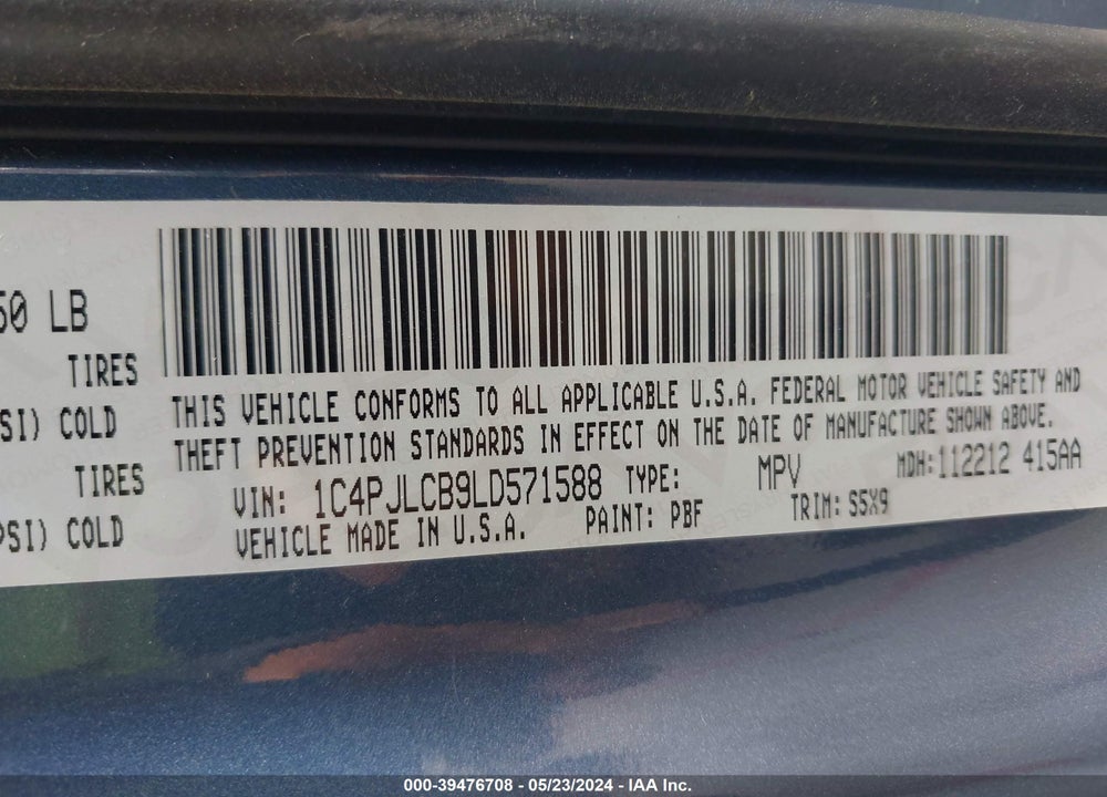 2020 JEEP CHEROKEE LATITUDE FWD VIN: 1C4PJLCB9LD571588