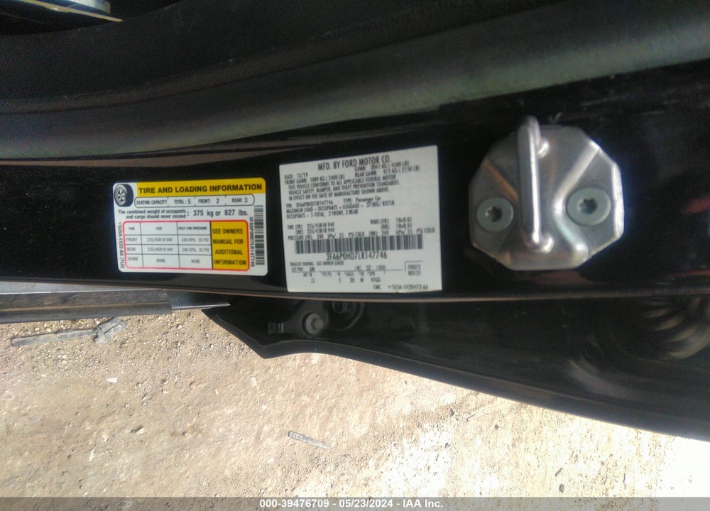 2020 FORD FUSION SE VIN: 3FA6P0HD7LR147746