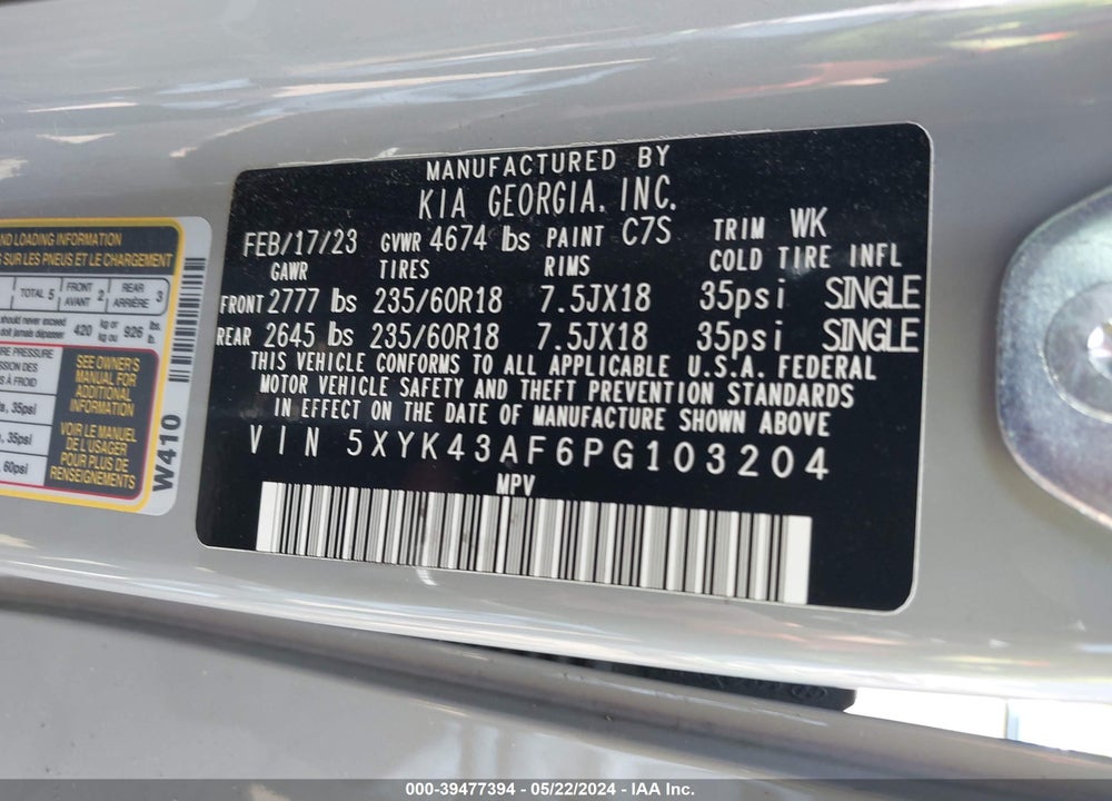 2023 KIA SPORTAGE SX VIN: 5XYK43AF6PG103204