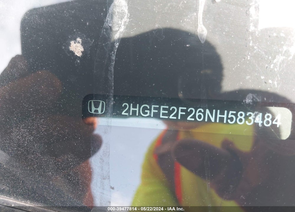 2022 HONDA CIVIC LX VIN: 2HGFE2F26NH583484