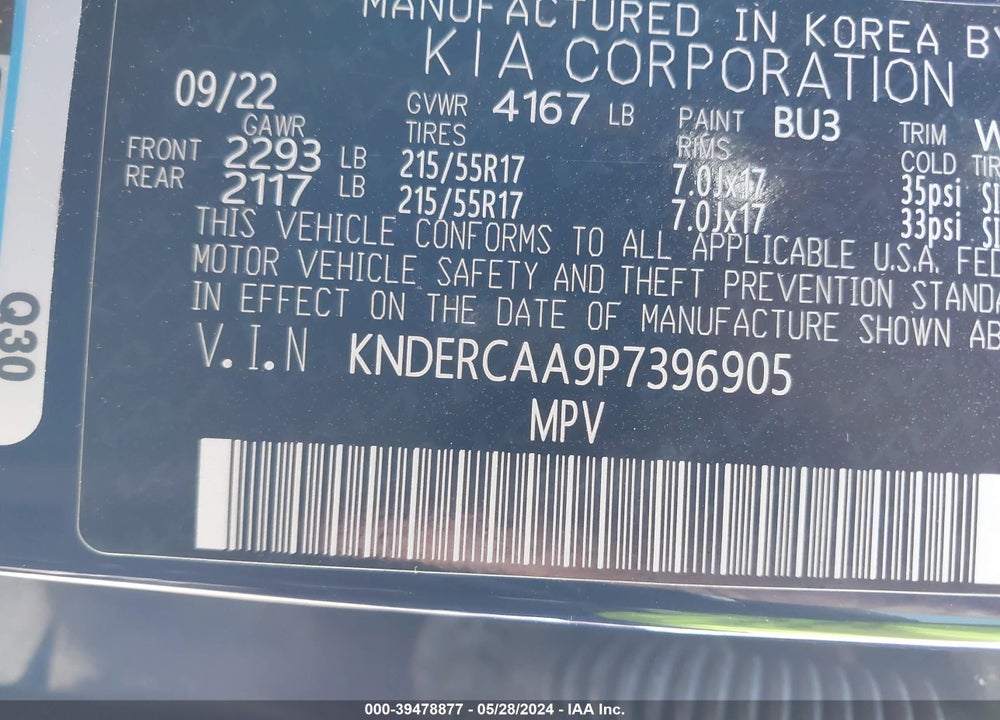 2023 KIA SELTOS EX VIN: KNDERCAA9P7396905