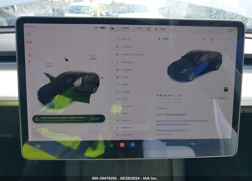 2021 TESLA MODEL Y LONG RANGE DUAL MOTOR ALL-WHEEL DRIVE VIN: 5YJYGDEE5MF299857