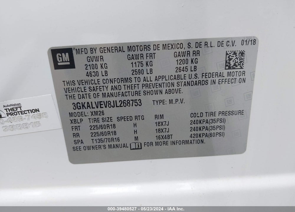 2018 GMC TERRAIN SLT VIN: 3GKALVEV8JL268753