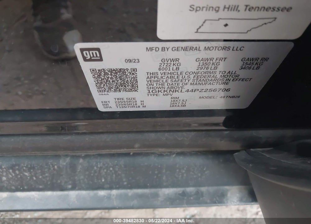 2023 GMC ACADIA FWD SLE VIN: 1GKKNKL44PZ256706
