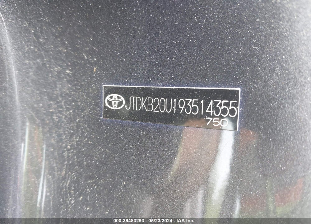 2009 TOYOTA PRIUS VIN: JTDKB20U193514355