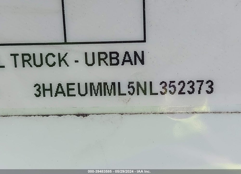 2022 INTERNATIONAL MV VIN: 3HAEUMML5NL352373