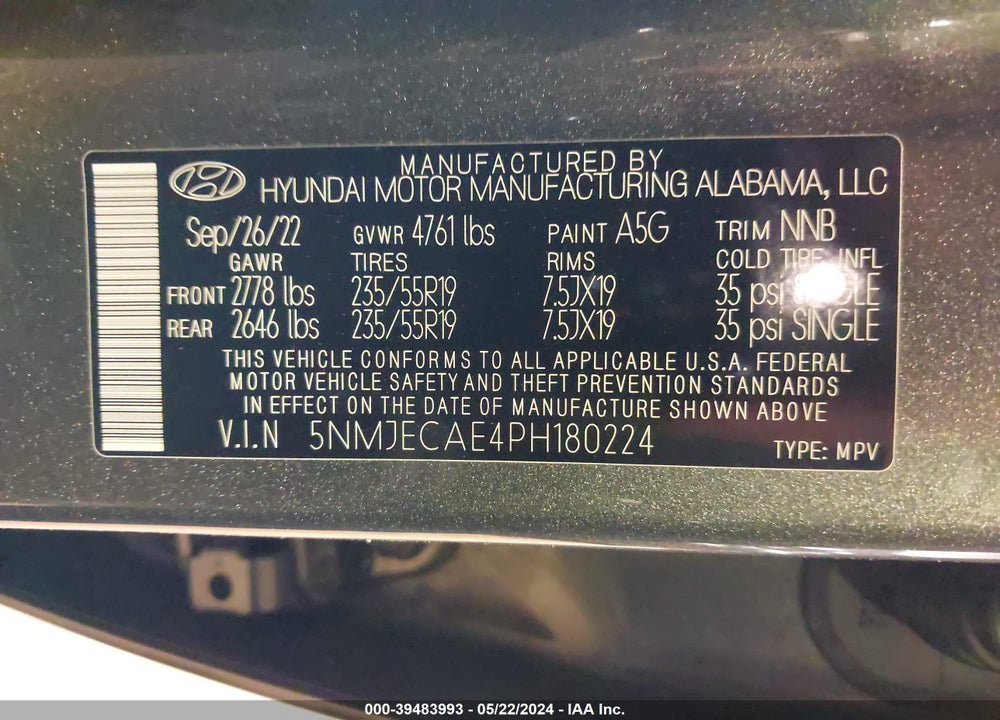 2023 HYUNDAI TUCSON LIMITED VIN: 5NMJECAE4PH180224