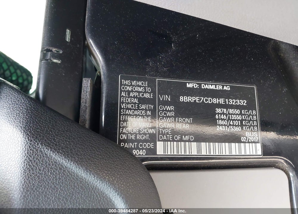 2017 MERCEDES-BENZ SPRINTER 2500 VIN: 8BRPE7CD8HE132332