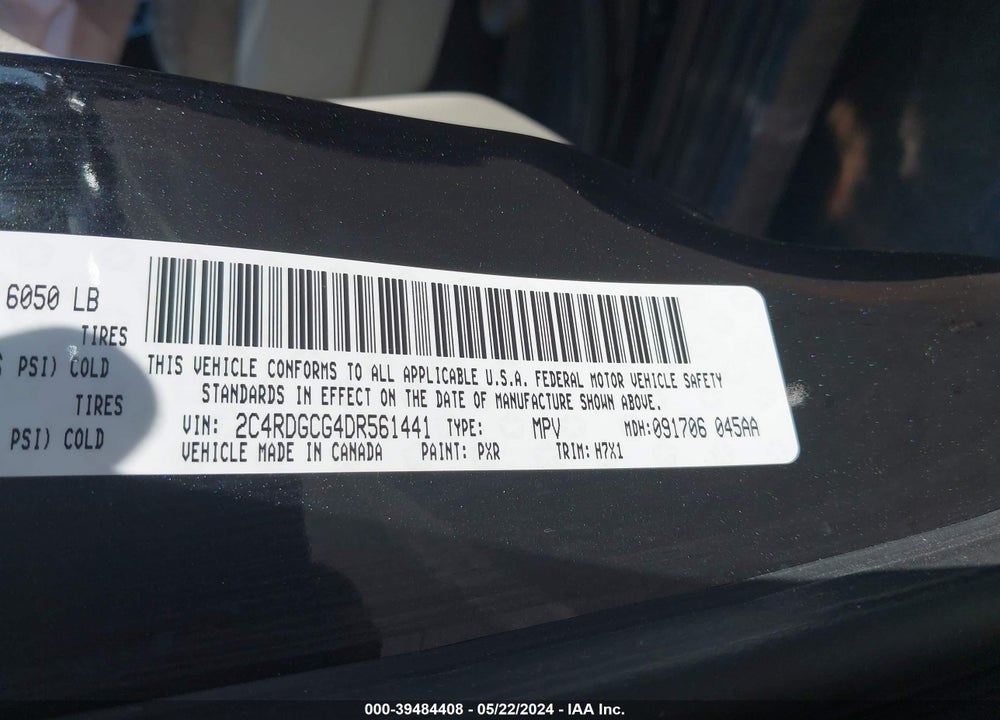 2013 DODGE GRAND CARAVAN SXT VIN: 2C4RDGCG4DR561441